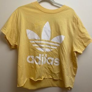 Yellow adidas oversized and cut t shirt